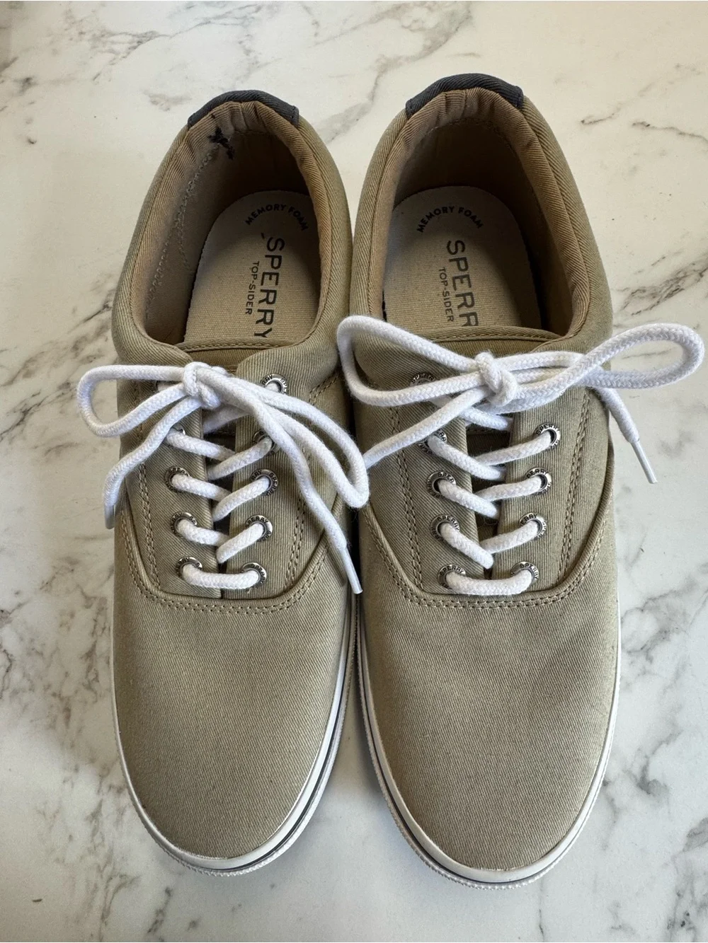Sperry Men's Khaki Canvas Lace-Up Boat Shoes